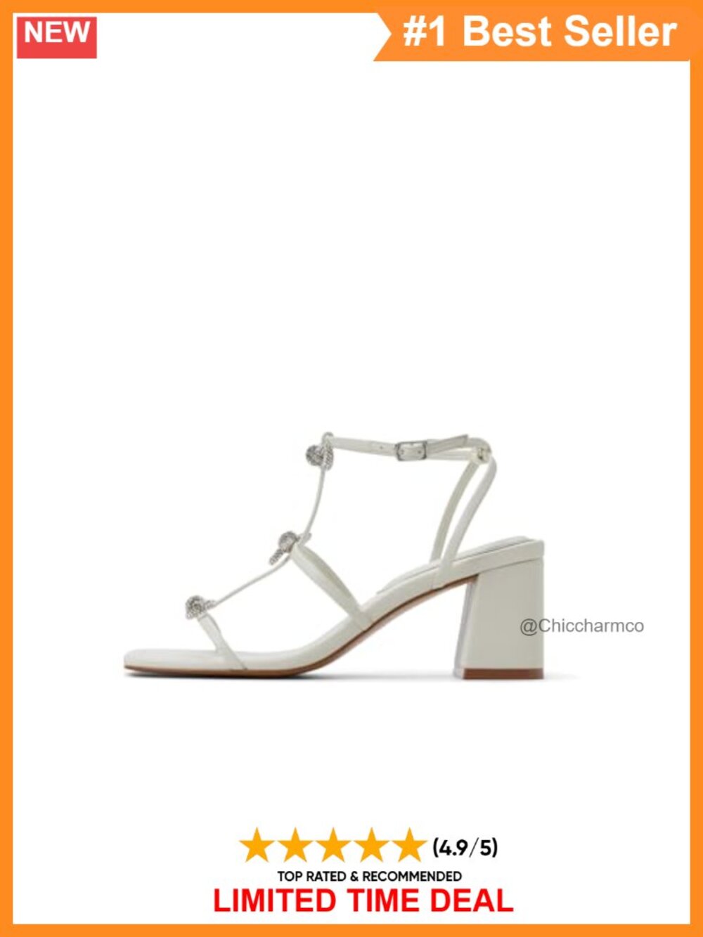 Heeled Sandals Square Toe Block Heel Slingback Buckle Synthetic